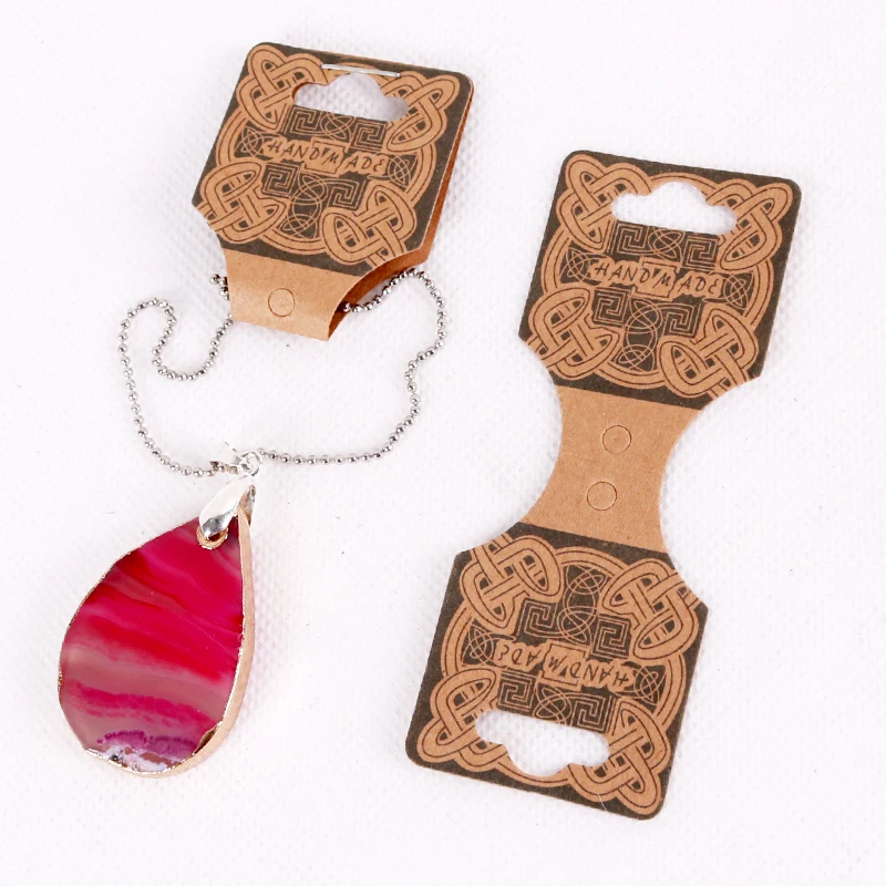 

Kraft Paper with Flower Printed Jewelry Hang Tags 100pcs/lot 3.5x9cm Jewelry Necklace Bracelet Pendant Display Packaging Cards