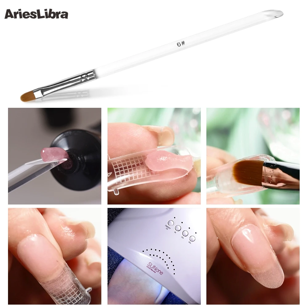 AriesLibra, кисть для дизайна ногтей, круглая головка, УФ-гель, прозрачная акриловая ручка для маникюра, Гелевая Кисть для ногтей, полигелевая кисть для рисования ногтей