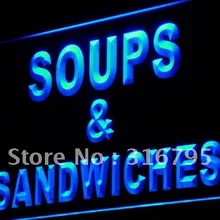 I856 супы и бутерброды Кафе Магазин светодиодный неоновый свет вывеска вкл/выкл Swtich 20+ цвета 5 размеров