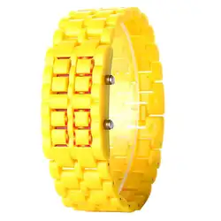 Популярные мужские и женские светодиодный цифровой пластиковый браслет из вулканической лавы безликие наручные часы в подарок