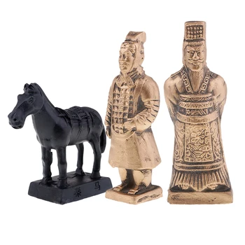 

MagiDeal DIY Home Decoration Collectibles Chinese Resin Terra Cotta Warriors Soldier Horse King Statue Figurine