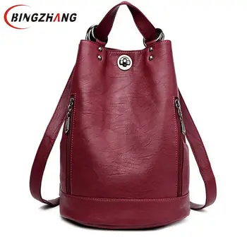 

Fashion New Multifunction Women Backpack PU Leather Black Bagpack Female Rucksack Shoulder bag large capacity Travel Bag L8-114