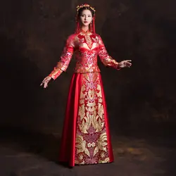 Изысканное женское платье-Ципао Вышивка Сучжоу свадебное платье невесты классическое сценическое шоу одежда Новинка вечерние платья Vestidos