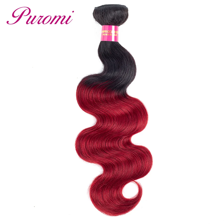 Puromi Hair Brazilian Body Wave 3 Bundles with Closure Ombre 1b/burgundy 100% Human Hair Non-remy Red Hair Extensions Puromi Hair Brazilian Body Wave 3 Bundles with Closure Ombre 1b/burgundy 100% Human Hair Non-remy Red Hair Extensions
