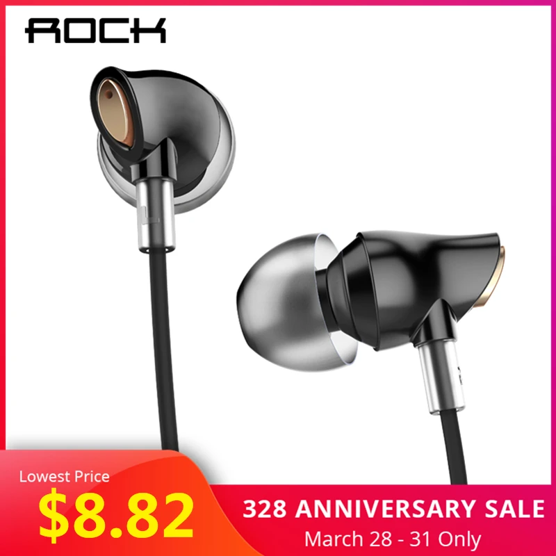 Rock Zircon Stereo Earphone In Ear Headset With Micro 3.5mm In Balanced Immersive Bass Earphones for iPhone for Xiaomi Huawei