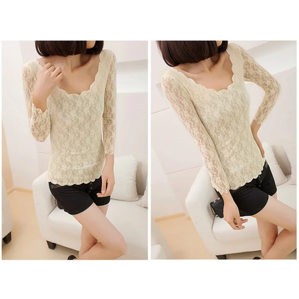 2017 summer new arrival women elegant floral lace sexy font b shirt b font lady sweet