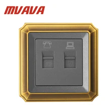 MVAVA Электрическая универсальная сеть Ethernet LAN RJ45+ тел RJ11 розетка настенное крепление Коаксиальная розетка Роскошная декоративная бронзовая панель