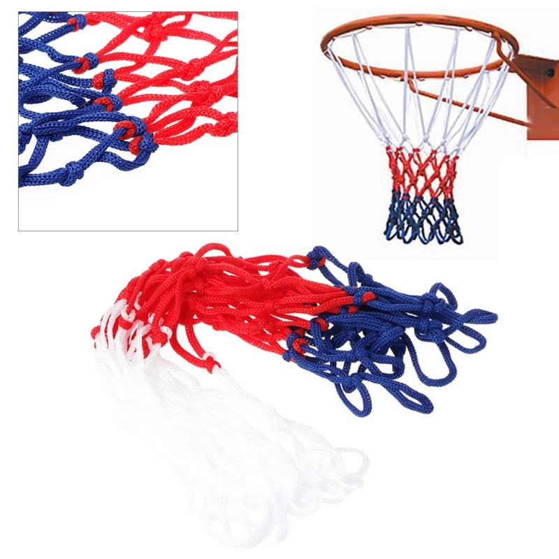 

OOTDTY Universal 5mm Red White Blue Basketball Net Nylon Hoop Goal Rim Mesh