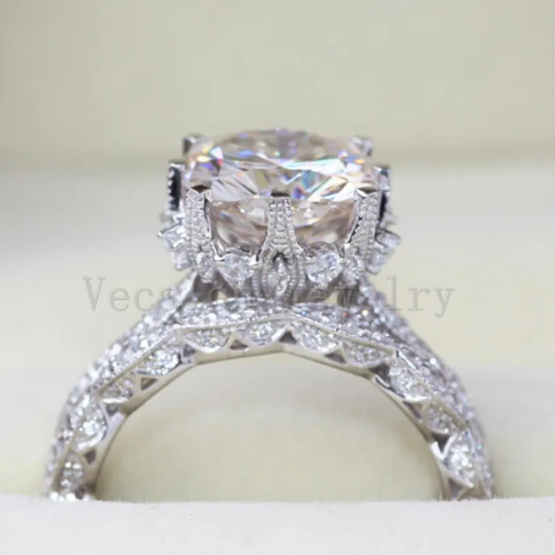 Vecalon, винтажные обручальные кольца, набор для женщин, 3ct, AAAAA, циркон, cz, 925 пробы, серебро, женские массивные вечерние кольца