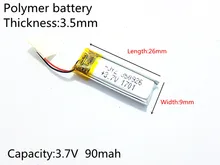 3.7V 90mAh 350926 Lithium Polymer Li-Po li ion Rechargeable Battery cells For Mp3 MP4 MP5 GPS mobile bluetooth