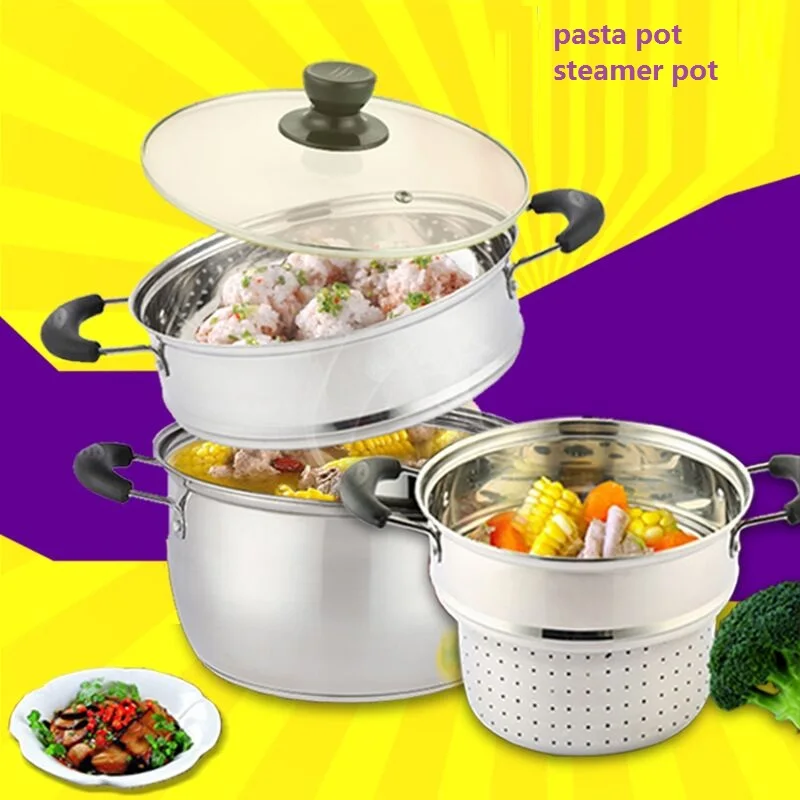 Double Boilers Steamer 22/24cm steamer pots 2 layer stainless steel
