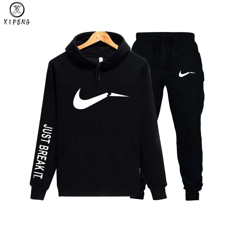 

New 2019 Brand Tracksuit men thermal underwear Men Sportswear Sets Fleece Thick hoodie+Pants Sporting Suit Malechandal hombre