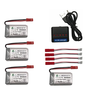 5 шт. RC Дрон Lipo батарея JST 902540 3,7 в 800 мАч Lipo 1S батарея с USB зарядное устройство набор для MJX x400 X300C X800 Запчасти для квадрокоптера - Цвет: Цвет: желтый