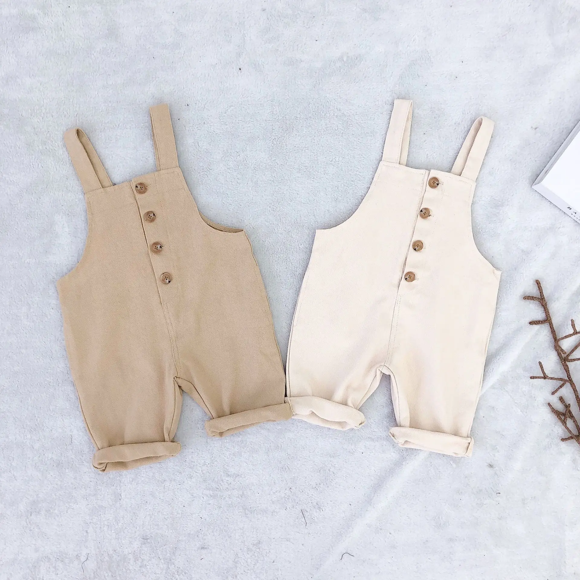 

Baby Overalls Kids Solid Single Breasted Causal Jumpsuit Dungarees Bib Pants Sleeveless Strap Romper Overalls Jumpsuit Clothes