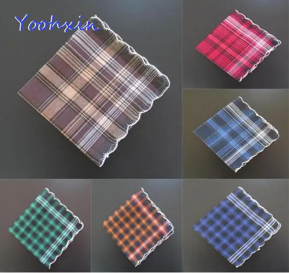 Gentleman 100/% Cotton Stripe Vintage Pocket Plaid Men Small Square Handkerchiefs