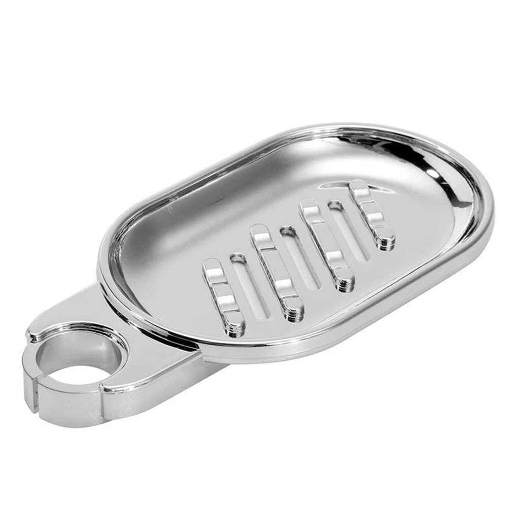 12.5*8cm Bathroom Shower Rail Soap Dish Box Holder Rod ABS Silver Soap dish