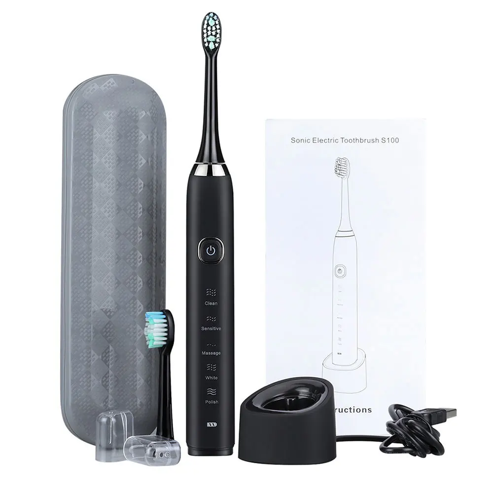 

Portable Intelligent 5 Modes Ultrasonic Electric Toothbrush With 4 Pcs Replacement Brush Heads USB Waterproof Dental Care