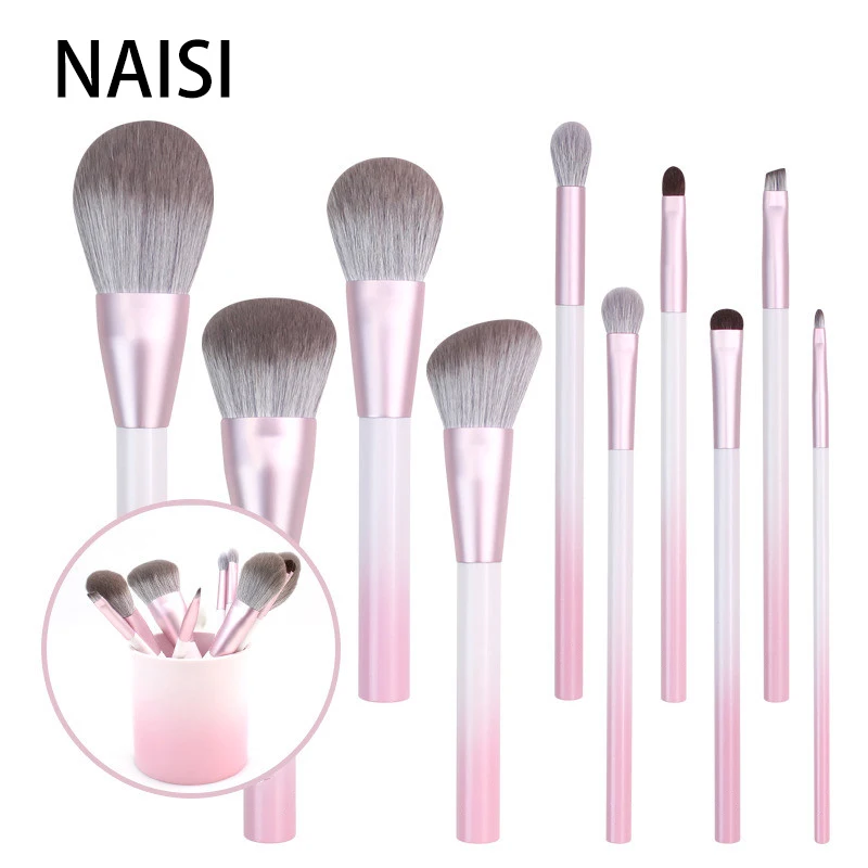 

NAISI 10PCS Makeup Brushes Set Foundation Eyeshadow Powder Blending Brush Professional Brushes for Makeup Cosmetic Tools Kit