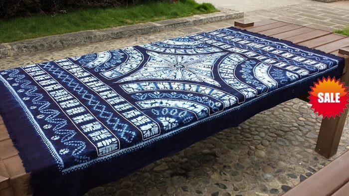 

Traditional Japanese Bandhani Tie dye Unique Beauty Decorations Arts/ Handmade Itajime Plaid Table Cloth / Many Uses / Wholesale