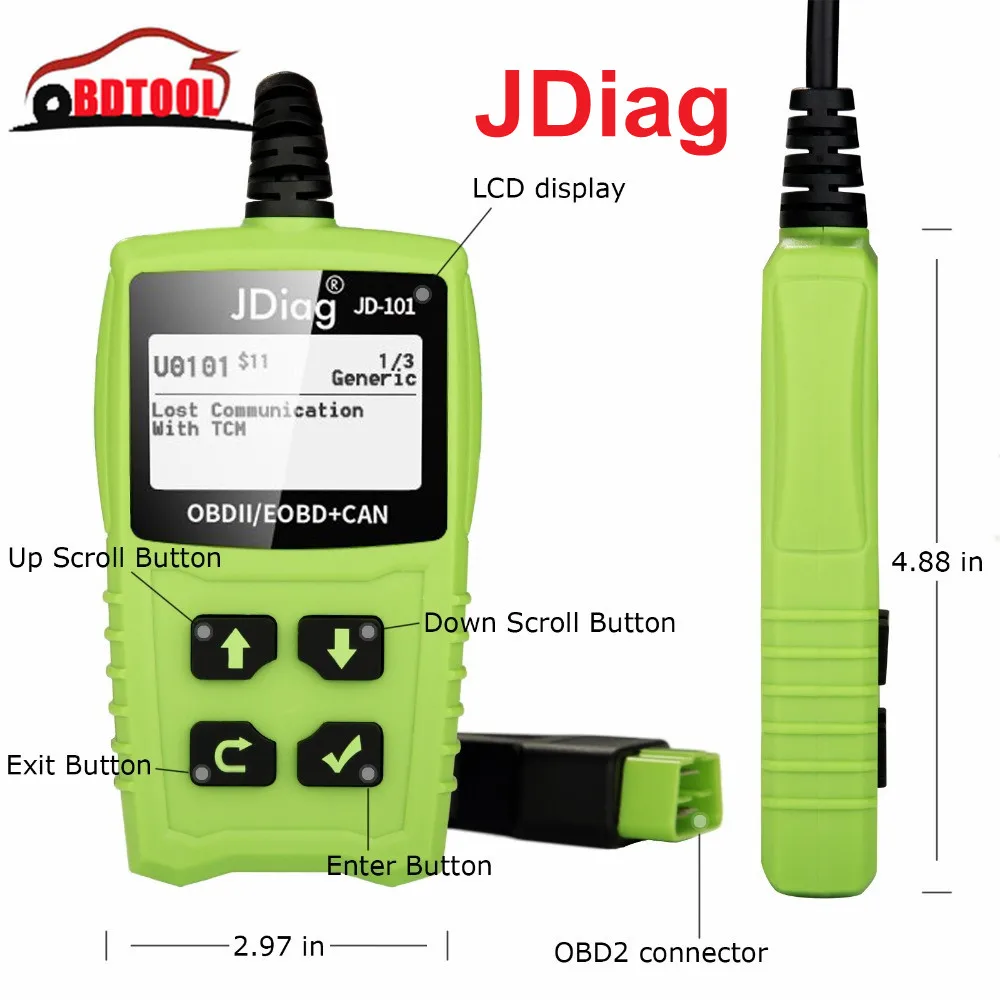 2019 JDiag JD101 Code Reader for OBDII/EOBD/CAN fault codes cleaner JDiag JD-101 OBDII diagnostic scanner