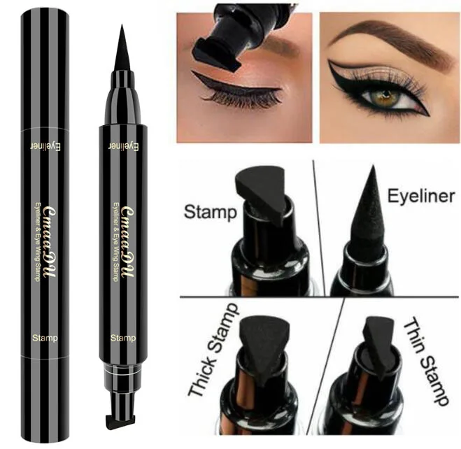 

cmaadu Pro Double Head Liquid Eyeliner Pencils Eye Liner Wing Stamp Easy to Wear Smooth Waterproof Black Lazy Eyeliner Makeup