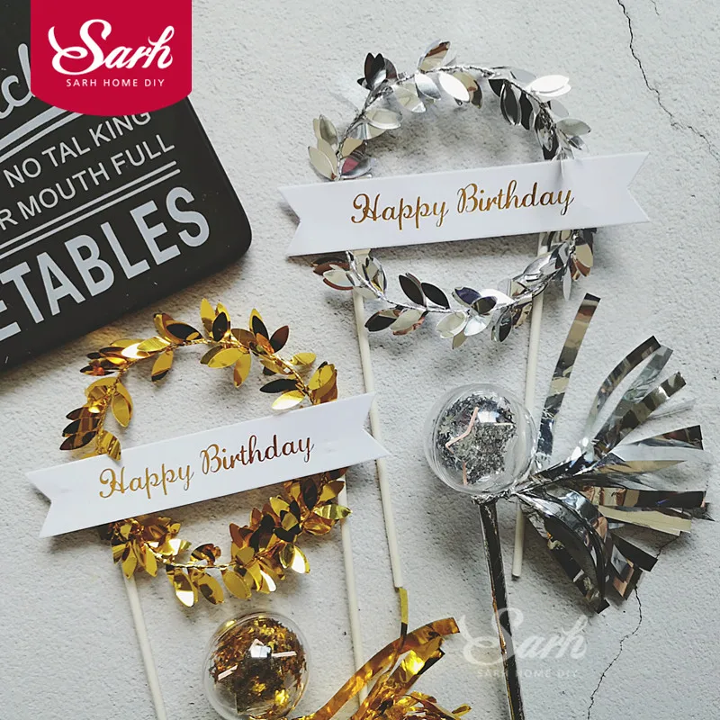 

Gold Silver Wreath Crown Wings Curls Angel Girl Cake Topper for Party Decoration Dessert lovely Gifts