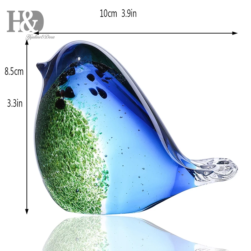 H&D 9 Styles Glass Blown Paperweight Bird Craft Unique Handmade Fancy Collectibles Gifts for Wedding Office Decor