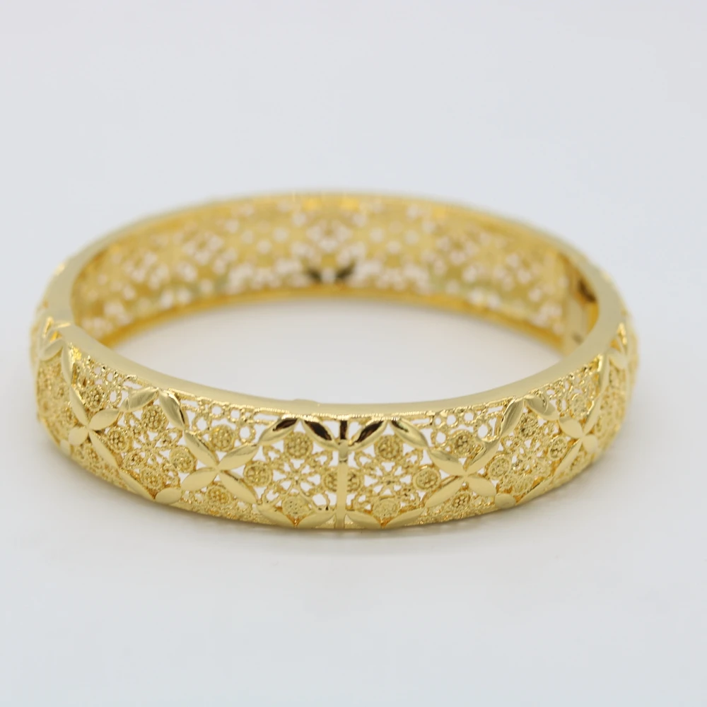 Женский браслет Толстый Браслет желтое золото заполненный полый изысканный браслет подарок