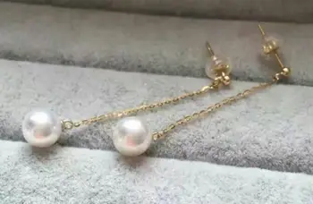 

fashion a pair of natural Akoya white pearl dangle yellow gold earrings