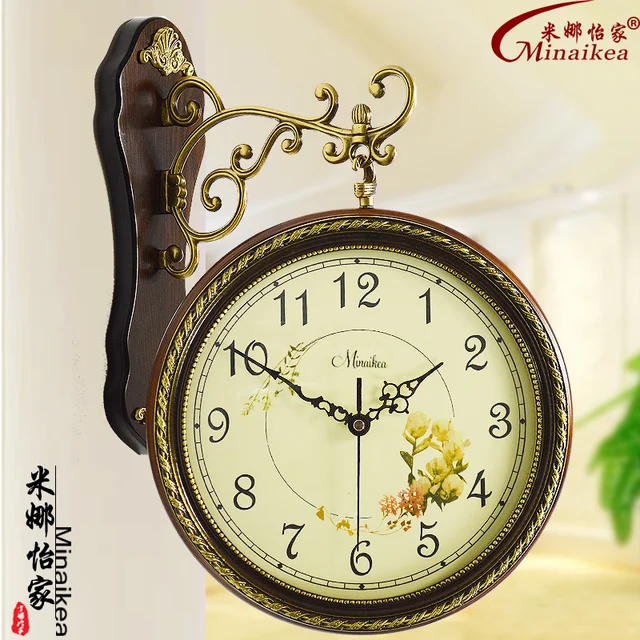 Fashion Copper Double Faced Antique Wall Clock Ultralarge Quartz Fashion Copper Double Faced Antique Wall Clock Ultralarge Quartz Watches And Clocks Solid Wood