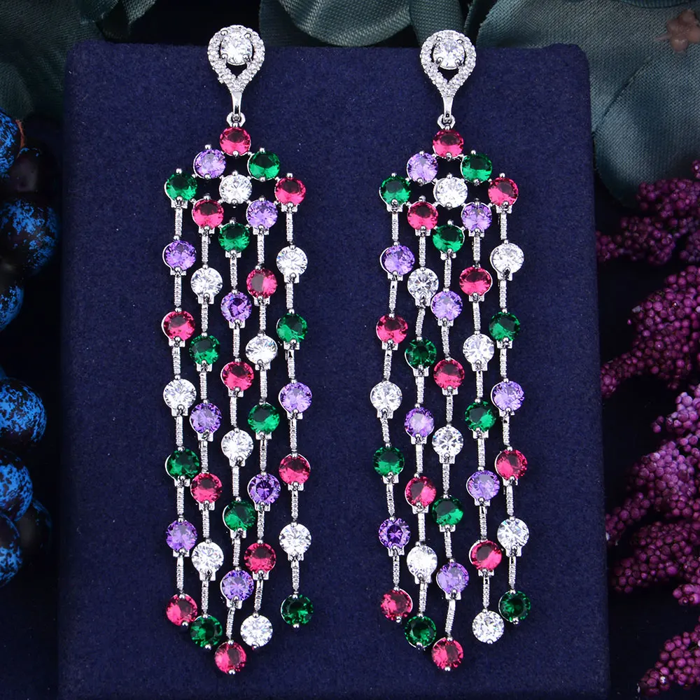 

GODKI 86mm Luxury Trendy Geometry Heart Design Full Mirco Paved Cubic Zirconia Wedding Drop Earring Fashion Jewelry