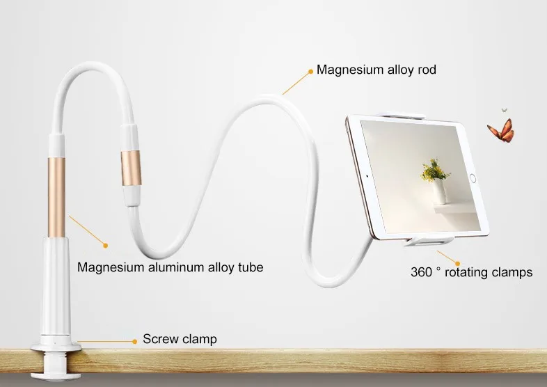 bilder für XFSKY Halter Für Tablet und handy aluminiumlegierung ABS Biegsamen Desktop Steht Mit Universal telefon clip Für 4,7 "-9,7" telefon bilder für XFSKY Halter Für Tablet und handy aluminiumlegierung ABS Biegsamen Desktop Steht Mit Universal telefon clip Für 4,7 "-9,7" telefon