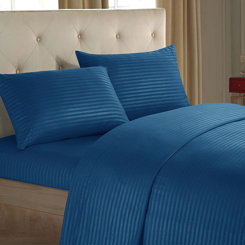 

100% Quality Polyester Duvets Bed Sheets Pillowcases Bed Linen Set Navy Stripped Twin Queen King Size Bedding Set Sheets Set