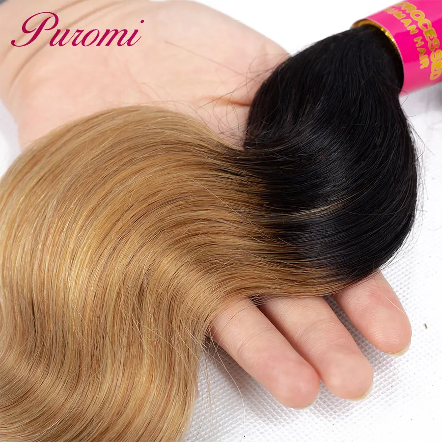 Extensiones de Cabello Puromi paquetes de cabello indio Ombre onda del cuerpo cabello humano 3 paquetes 1 b/27 Remy de dos tonos la armadura del pelo Extensiones de Cabello Puromi paquetes de cabello indio Ombre onda del cuerpo cabello humano 3 paquetes 1 b/27 Remy de dos tonos la armadura del pelo
