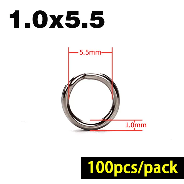 1.0x5.5 100pcs pack 60/100 шт. рыболовные кольца Нержавеющая сталь Разделение Кольца Высокое качество укрепить твердых серебряное кольцо приманка соединительное кольцо рыболовные принадлежности - Цвет: 1.0x5.5 100pcs pack