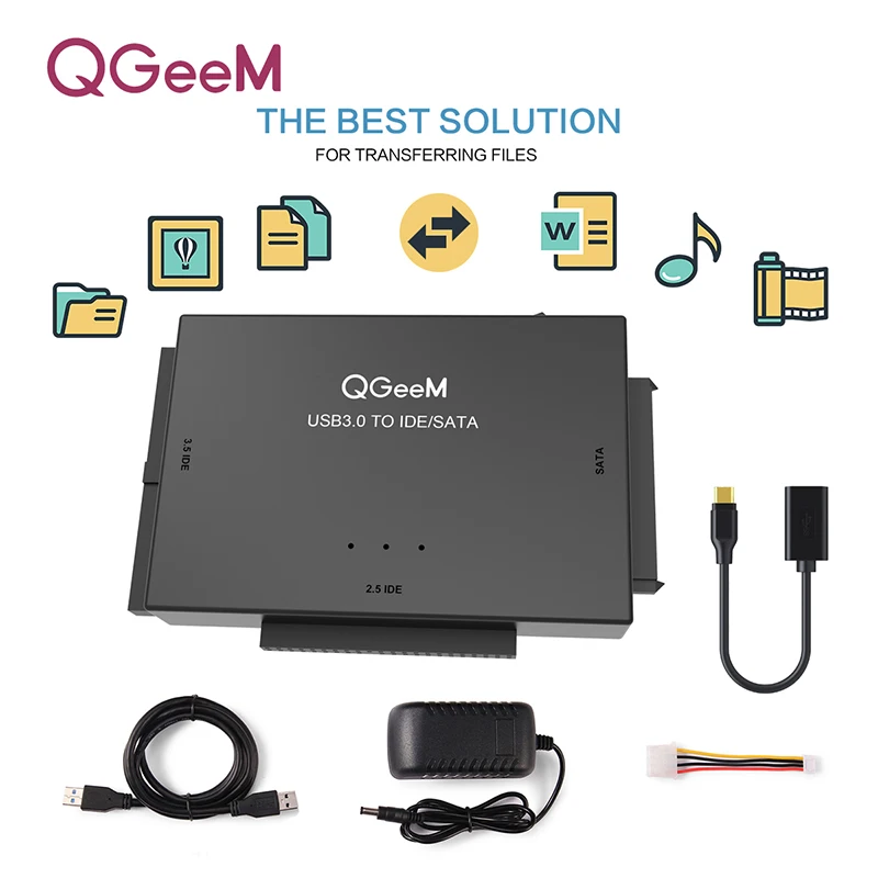  QGeeM SATA to USB IDE Adapter USB 3.0 2.0 Sata 3 Cable for 2.5 3.5 Hard Disk Drive HDD SSD USB Conv