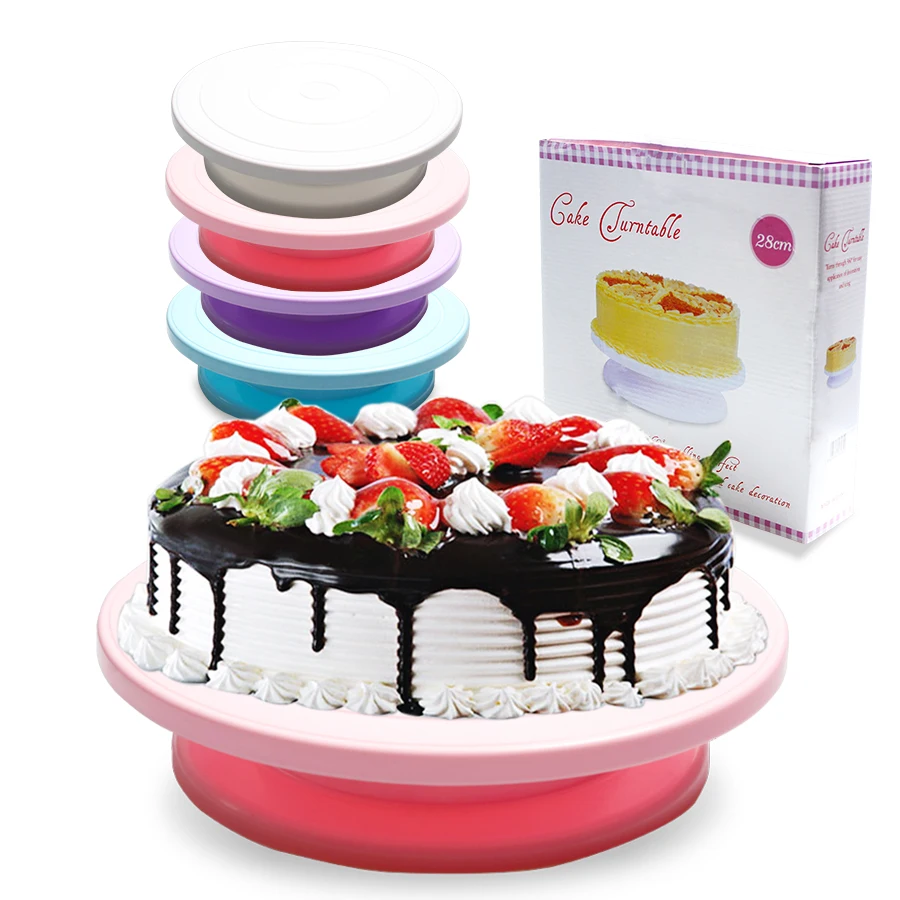 

Colorful Flower Turntable Plastic Decorating Wheel DIY Cake Cream Round Rotating Cake Swivel Christmas Wedding Cake Stand Tool