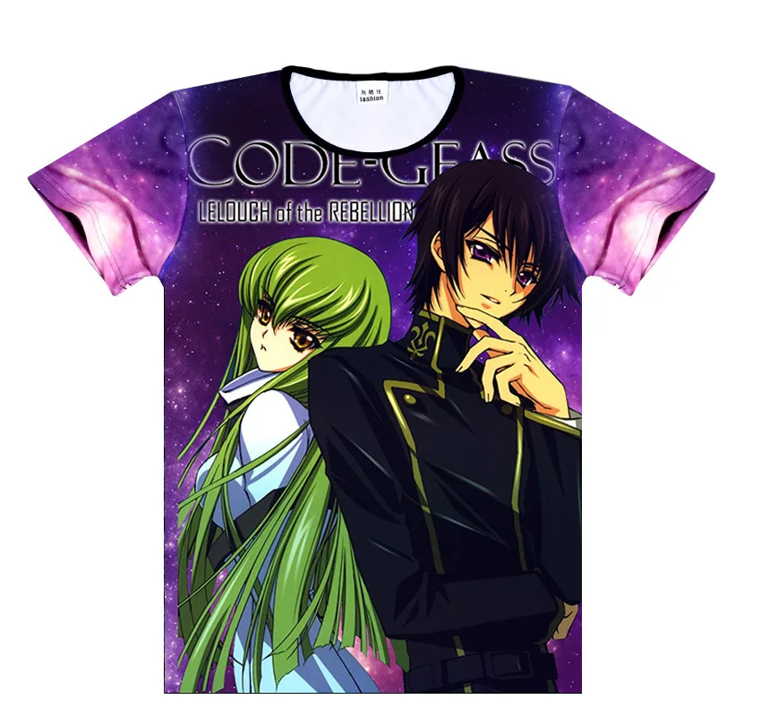 Футболка с японским аниме принтом код Гиасс Lelouch of the Rebellion модная повседневная