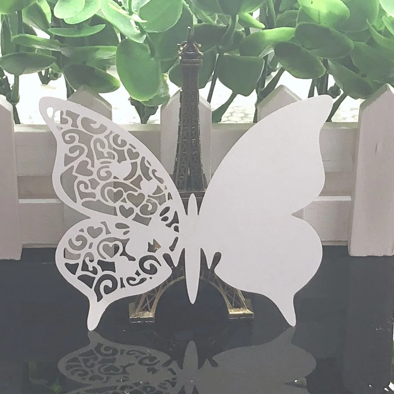 

10Colors 50pcs Butterfly Place Escort Wine Glass Paper Card For Birthday Wedding Party Decoration Place Name Card Wedding Cards