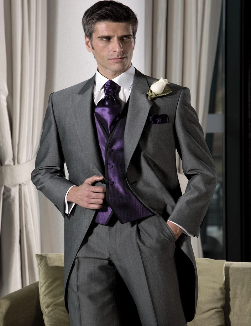 Grey 2018 groomsmen suits Leisure Men's morning Prom