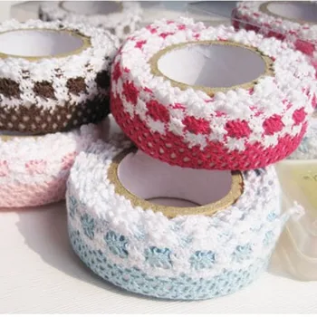

5 pcs / lot Korea pastoral style DIY decorative lace tape color cloth tape creative multicolor knit lace tape 1.8M