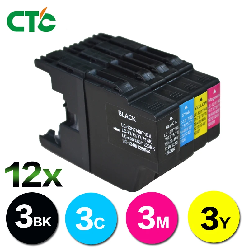 

12PCS LC1280 ink cartridge Compatible for Brother MFC-J6910CDW J6710CDW J430W J825DW J5910DW J625DW J6510DW printer Inkjet