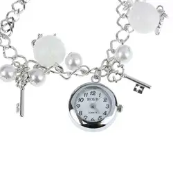 Для женщин часы Девушка кварцевые подвески из нержавеющей строка жемчуг браслет наручные часы женские наручные часы Мода подарок reloj mujer A2