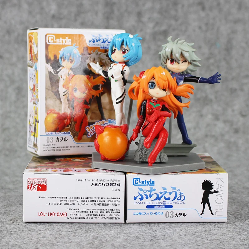 

3pcs/lot Neon Genesis Evangelion EVA Figures Toy Ayanami Rei Asuka Langley Soryu Nagisa Kaworu Q Version Model Doll Kid Gifts