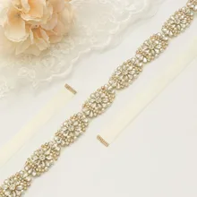 MissRDress ручной работы жемчуг пояс невесты золотой кристалл свадебный пояс стразы свадебный пояс для невесты Платья для подружек невесты JK886