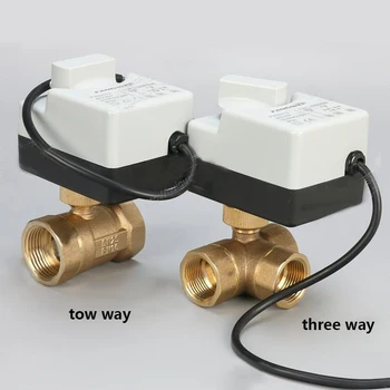 AC220V DN15(G 1/2) to DN 50(G 2) 2 way 3 wires brass motorized ball valve/electric actuator motor with manual switch function