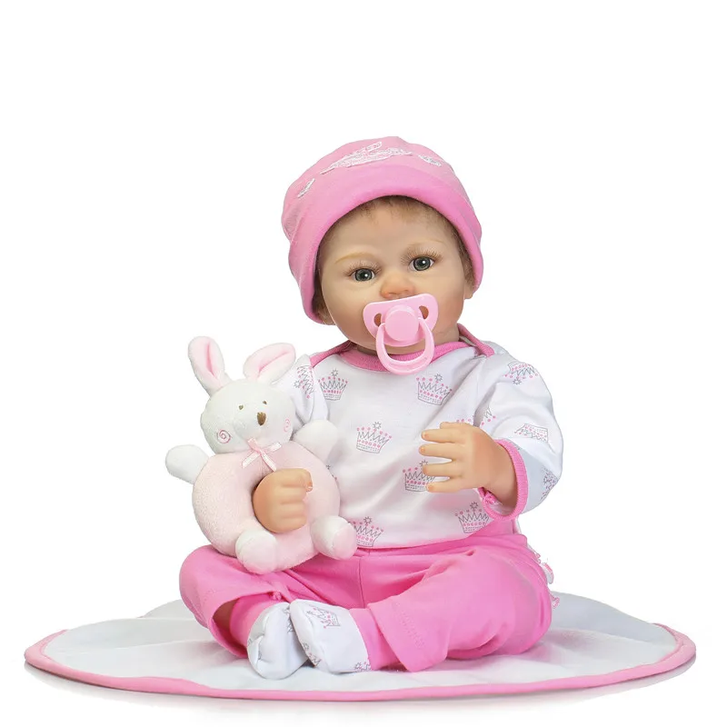 

Baby doll reborn 20" soft silicone reborn baby cotton body with pacifier rattle plush doll best children bonecas