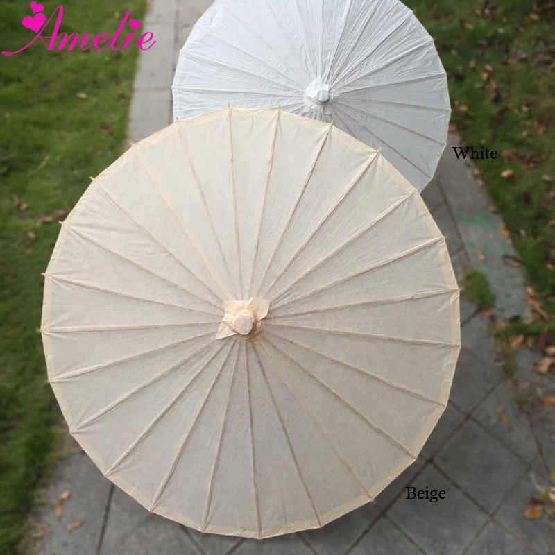 

Solid Color White Beige Ivory Handmade Chinese Traditional Craft Paper Umbrella Bridal Sun Umbrella Wedding Ceremony Deco