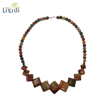 

Lii Ji Natural Multi Color Jasper 925 sterling silver Clasp Necklace 45cm