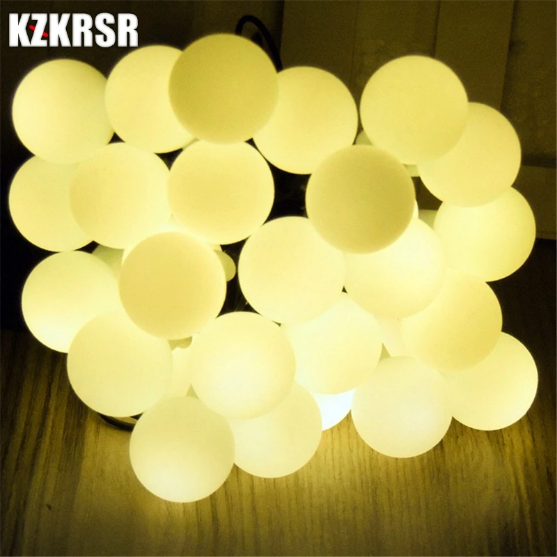 

KZKRSR AC 110V 220V EU / US Plug 10M 20M 30M 50M Garland Ball Led String Lights for Christmas New Year Wedding Party Fairy Decor